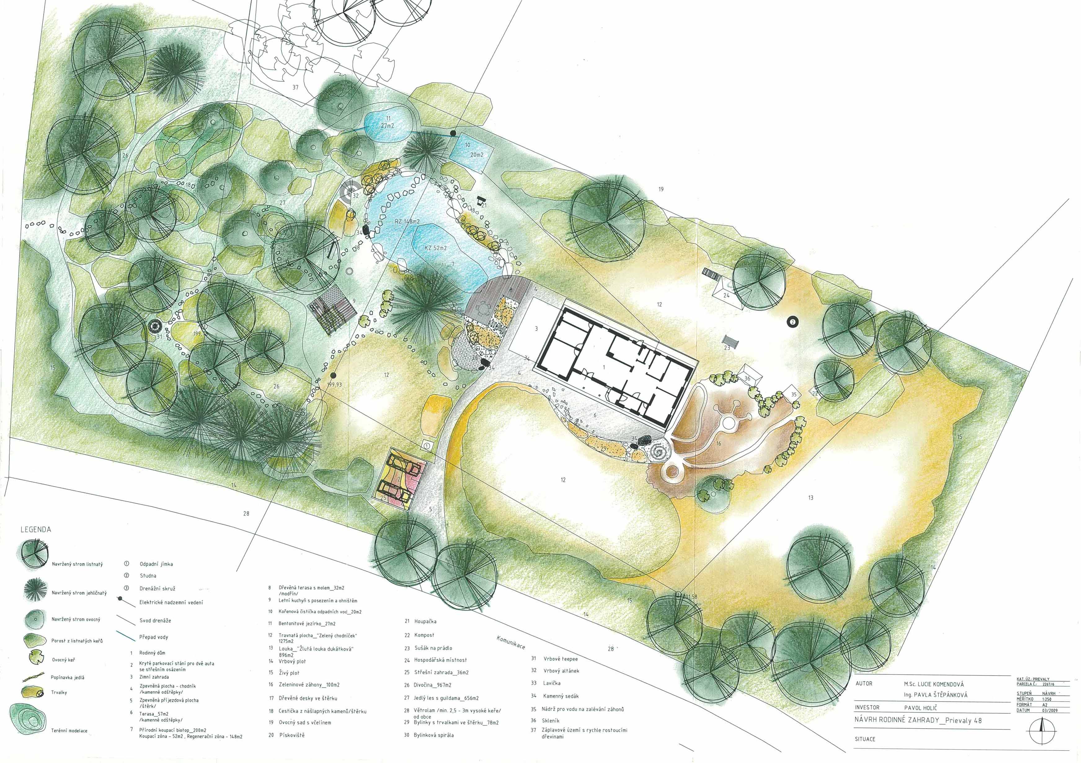 Kompoziční uspořádání zahrady — půdorys